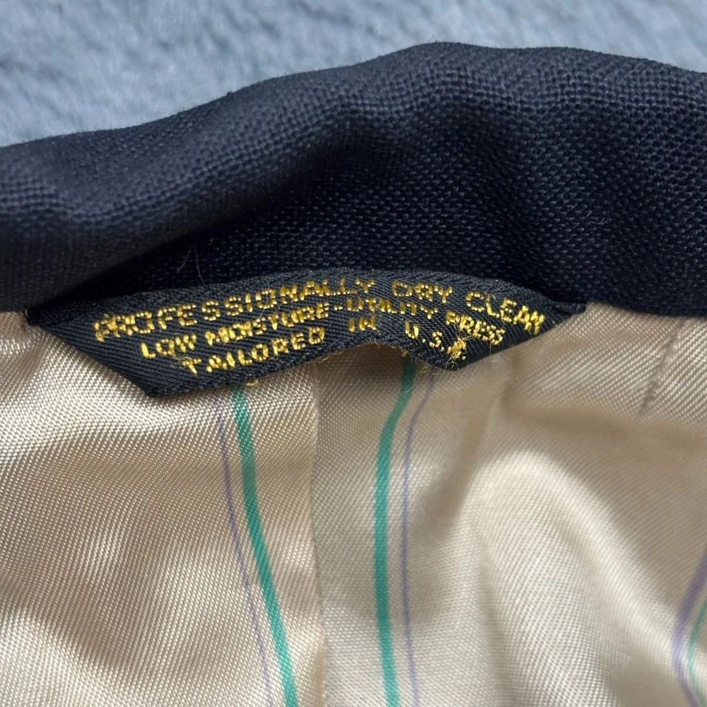 Wimbledon by Racquet Club Dillard's Navy Blue Blazer Gold Button Sport Coat 42R
